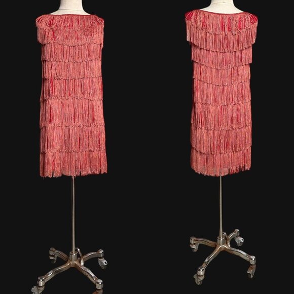 50s 60s vintage fringe mini dress shift flapper party great gatsby roaring 20s. - Picture 2 of 12